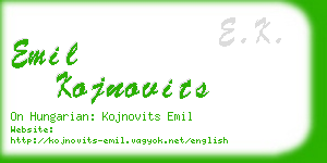 emil kojnovits business card